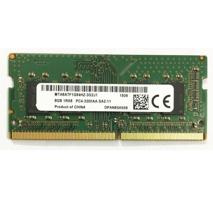 Модуль пам`ятi SO-DIMM 8GB/3200 DDR4 Micron (MTA8ATF1G64HZ-3G2R1)
