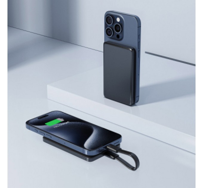 Батарея універсальна Acefast Magnetic Wireless 5000mAh 18W PD, QC/3.0, QI 7.5W, ультра тонкий, M8 Bllack (6974316283386)