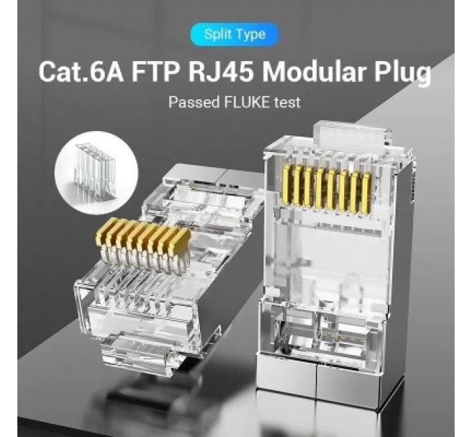 Конектор Cat.6A FTP RJ45 Modular Plug Transparent 10 Pack VENTION (IDFR0-10)