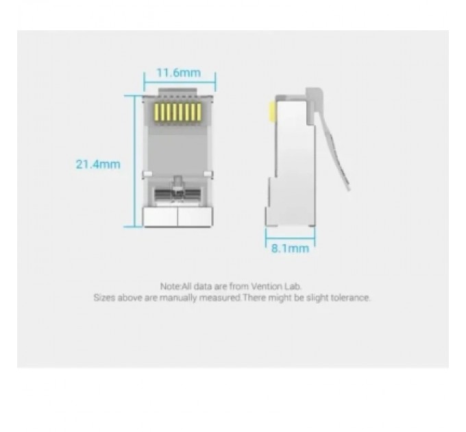 Конектор Cat.6A FTP RJ45 Modular Plug Transparent 10 Pack VENTION (IDFR0-10)
