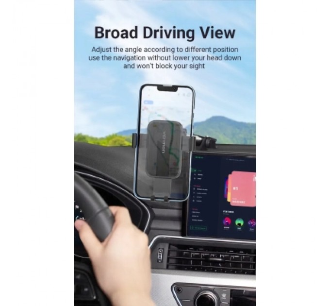 Універсальний автотримач VENTION 4.7-7.2" з присокою, чорний (KCOB0)