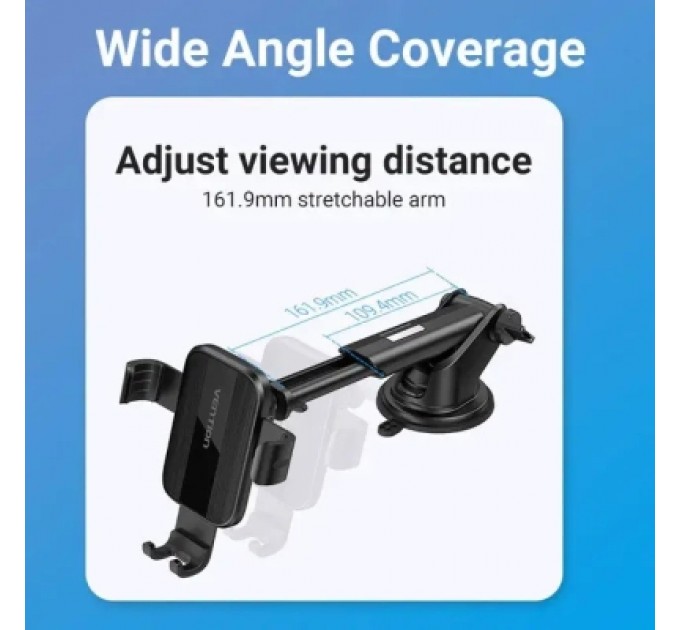 Універсальний автотримач VENTION 4.7-7.2" з присокою, чорний (KCOB0)