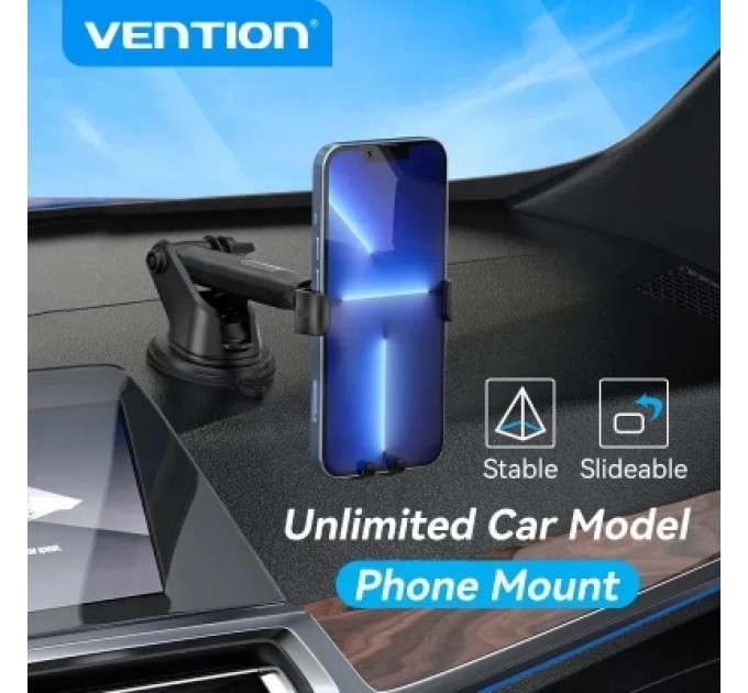 Універсальний автотримач VENTION 4.7-7.2" з присокою, чорний (KCOB0)