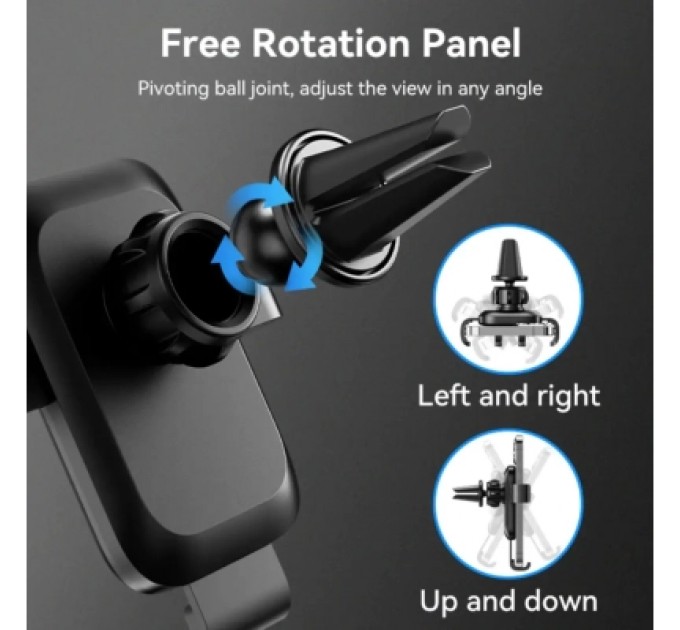 Універсальний автотримач VENTION 4.7-7.2" на дефлектор, чорний (KCTB0)