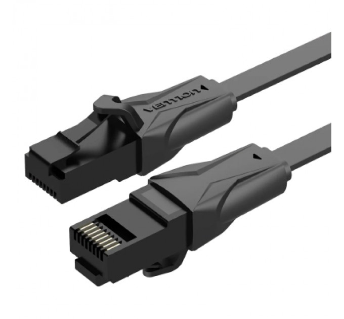 Патч-корд Flat Cat.6 UTP Patch Cable 0.75M Black VENTION (IBABE)
