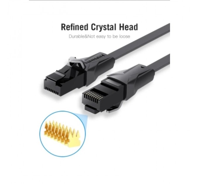 Патч-корд Flat Cat.6 UTP Patch Cable 0.5M Black VENTION (IBJBD)