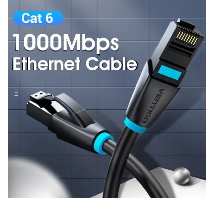 Патч-корд Cat.6 UTP Patch Cable 1M Black VENTION (IBKBF)