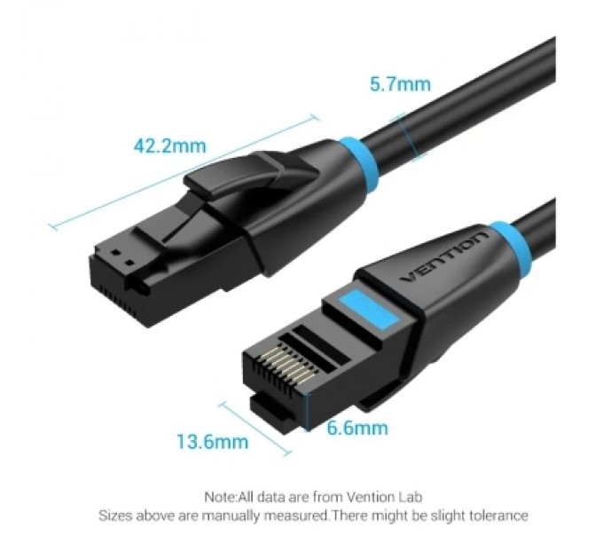 Патч-корд Cat.6 UTP Patch Cable 1M Black VENTION (IBKBF)
