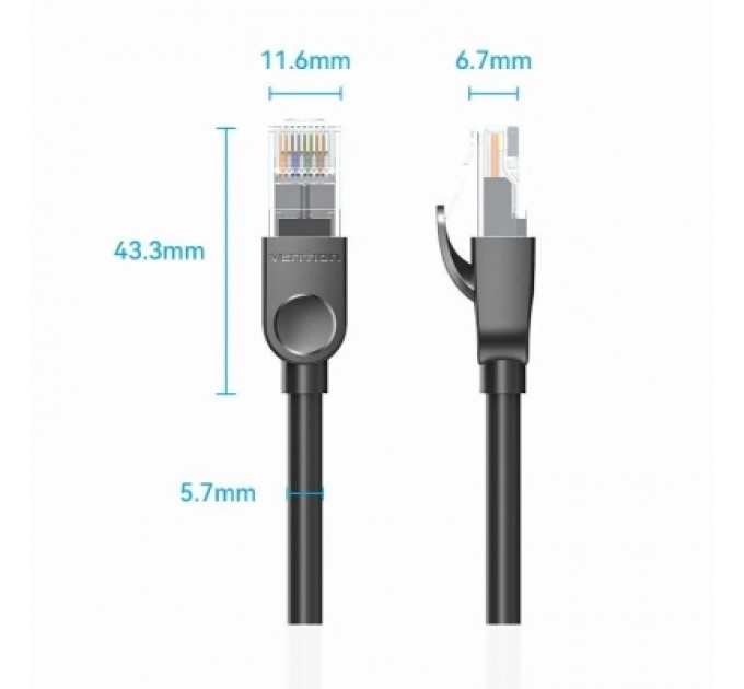 Патч-корд LSZH Cat6 UTP Ethernet Patch Cable 3M Black VENTION (IBNBI)