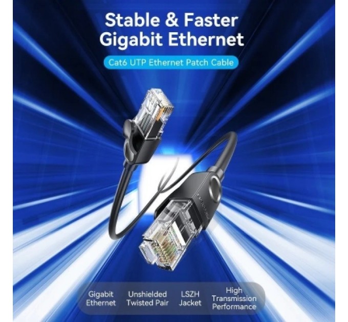 Патч-корд LSZH Cat6 UTP Ethernet Patch Cable 3M Black VENTION (IBNBI)