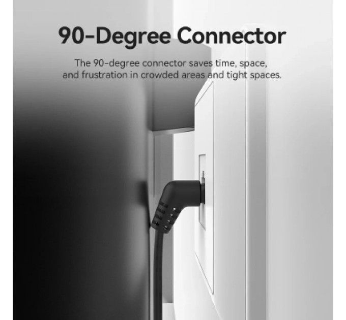 Патч-корд Cat6A UTP Rotate Right Angle Ethernet Patch Cable 1.5M Black Slim Type VENTION (IBOBG)