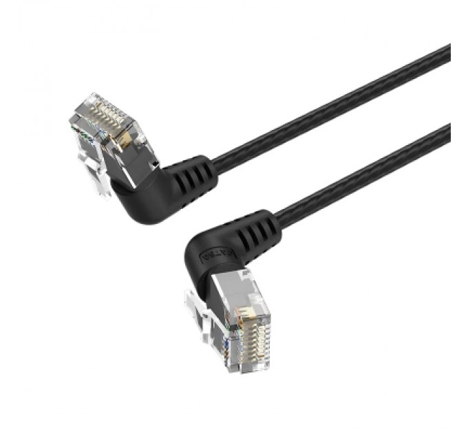 Патч-корд Cat6A UTP Rotate Right Angle Ethernet Patch Cable 1.5M Black Slim Type VENTION (IBOBG)