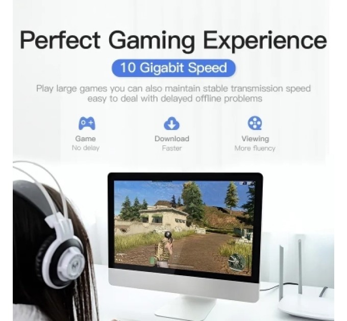 Патч-корд Flat Cat.7 Patch Cable 5M Black VENTION (ICABJ)