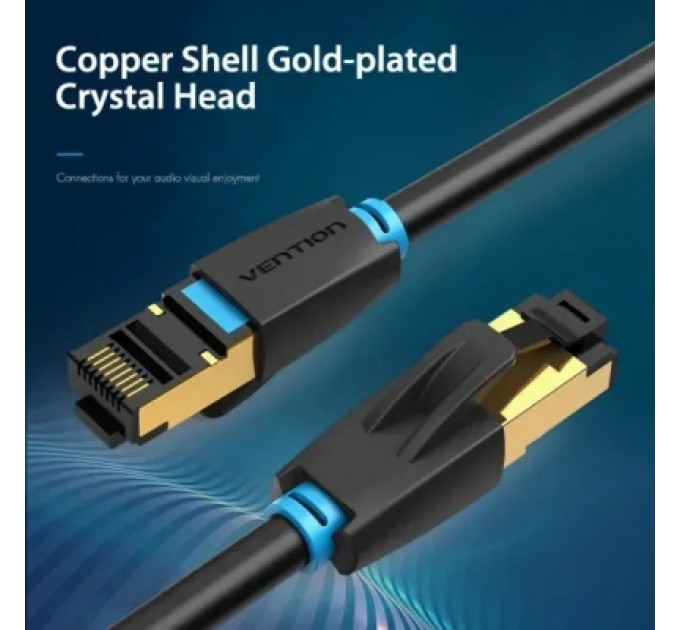 Патч-корд Cat.8 SFTP Patch Cable 0.5M Black VENTION (IKABD)