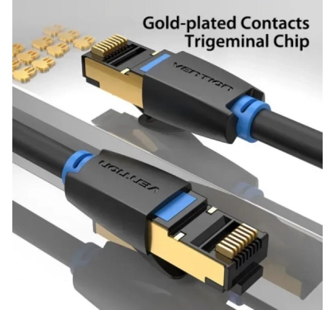 Патч-корд Cat.8 SFTP Patch Cable 0.5M Black VENTION (IKABD)