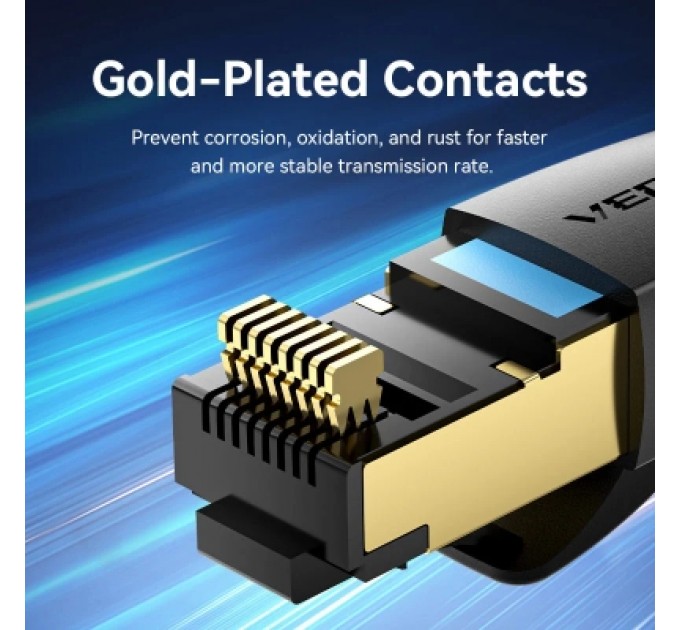 Патч-корд Cat.8 SFTP Patch Cable 5M Black VENTION (IKABJ)