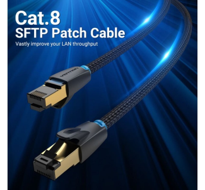 Патч-корд Cotton Braided Cat.8 SFTP Patch Cable 5M Black VENTION (IKGBJ)