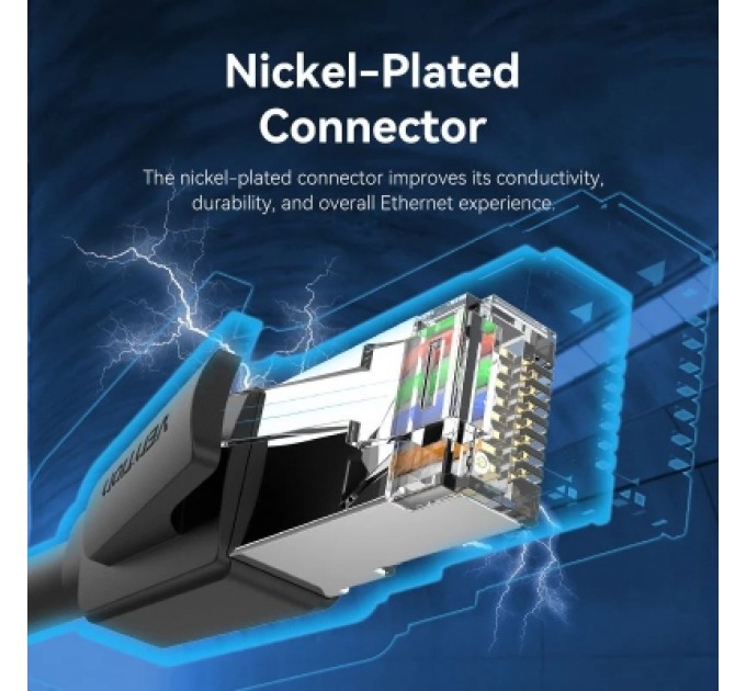 Патч-корд Cat8 SFTP Patch Cable 0.5M Black VENTION (IKKBD)