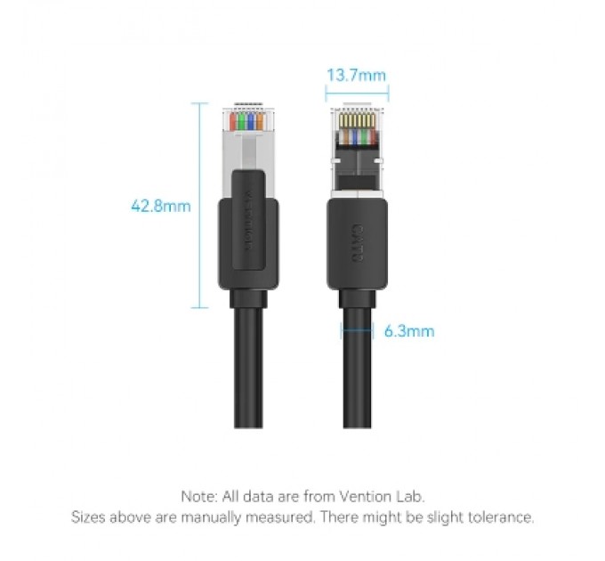 Патч-корд Cat8 SFTP Patch Cable 3M Black VENTION (IKKBI)