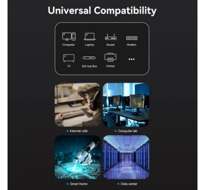Патч-корд Cat8 SFTP Patch Cable 3M Black VENTION (IKKBI)