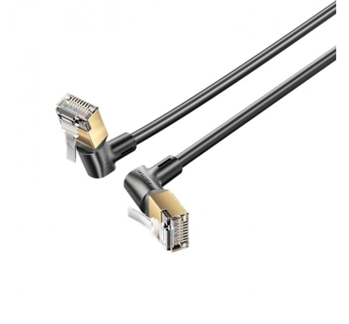 Патч-корд Cat8 STP Rotate Right Angle Ethernet Patch Cable 1M Black Slim Type VENTION (IKLBF)