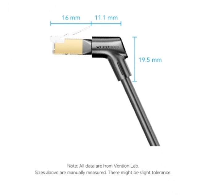 Патч-корд Cat8 STP Rotate Right Angle Ethernet Patch Cable 1M Black Slim Type VENTION (IKLBF)