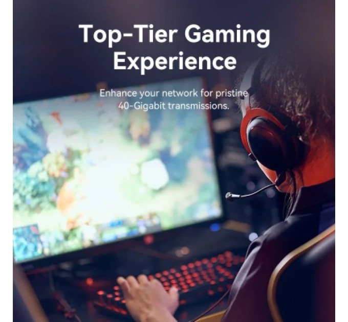 Патч-корд Cat8 STP Rotate Right Angle Ethernet Patch Cable 1M Black Slim Type VENTION (IKLBF)