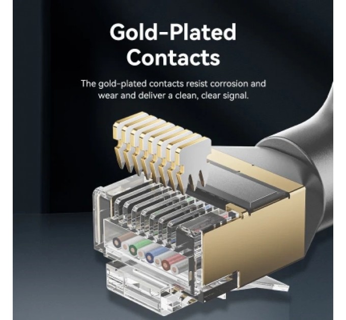 Патч-корд Cat8 STP Rotate Right Angle Ethernet Patch Cable 1M Black Slim Type VENTION (IKLBF)