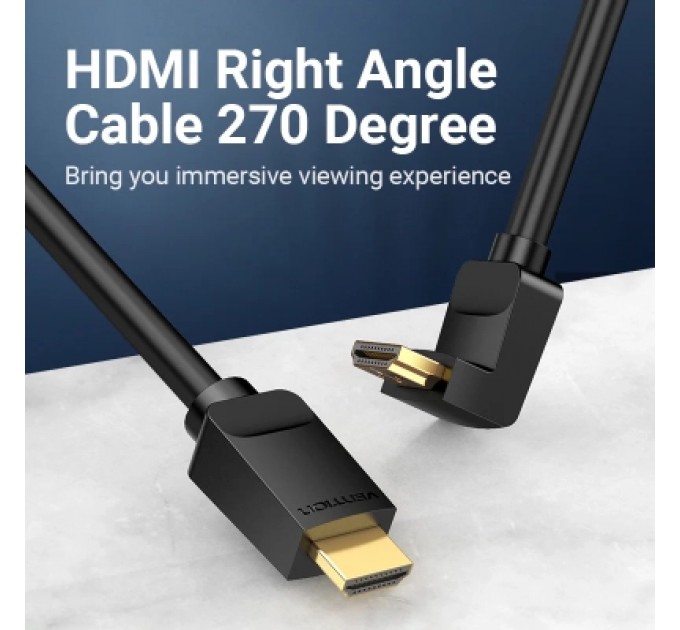 Кабель мультимедійний HDMI Right Angle Cable 270 Degree 3M Black VENTION (AAQBI)
