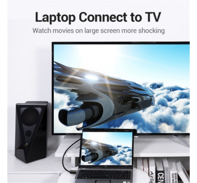 Кабель мультимедійний Cotton Braided 8K HDMI Cable 1M Black VENTION (AAUBF)