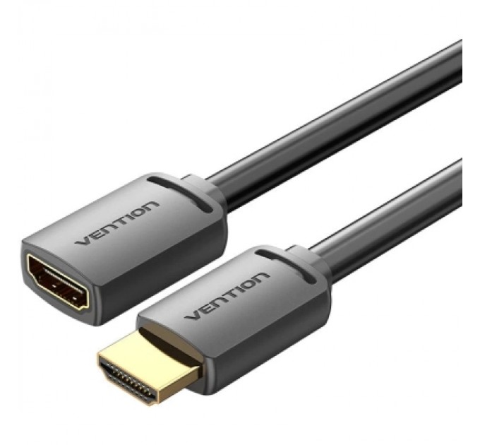 Кабель мультимедійний HDMI-A Male to HDMI-A Female 4K HD Cable PVC Type 1M Black VENTION (AHCBF)