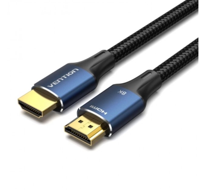 Кабель мультимедійний Cotton Braided HDMI-A Male to Male HD Cable 8K 1M Blue Aluminum Alloy Type VENTION (ALGLF)