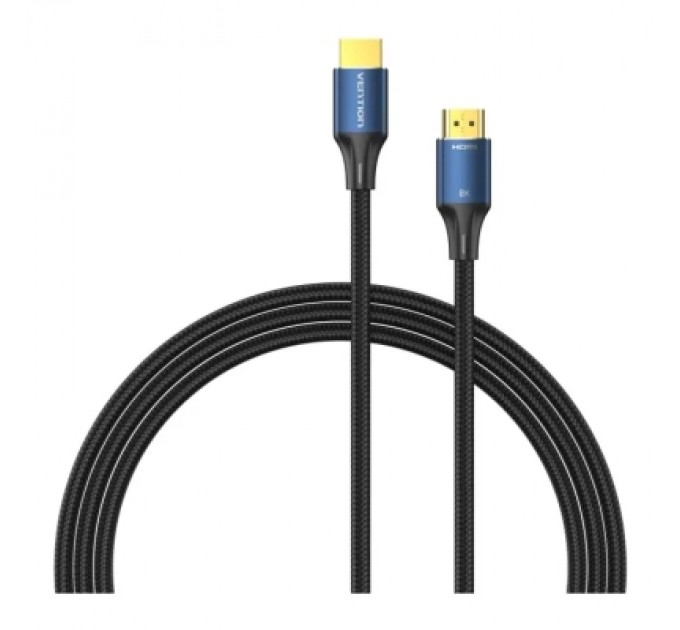 Кабель мультимедійний Cotton Braided HDMI-A Male to Male HD Cable 8K 1M Blue Aluminum Alloy Type VENTION (ALGLF)