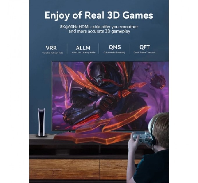 Кабель мультимедійний Cotton Braided HDMI-A Male to Male HD Cable 8K 1M Blue Aluminum Alloy Type VENTION (ALGLF)