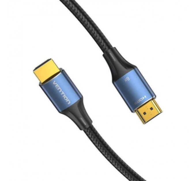Кабель мультимедійний Cotton Braided HDMI-A Male to Male HD Cable 8K 2M Blue Aluminum Alloy Type VENTION (ALGLH)