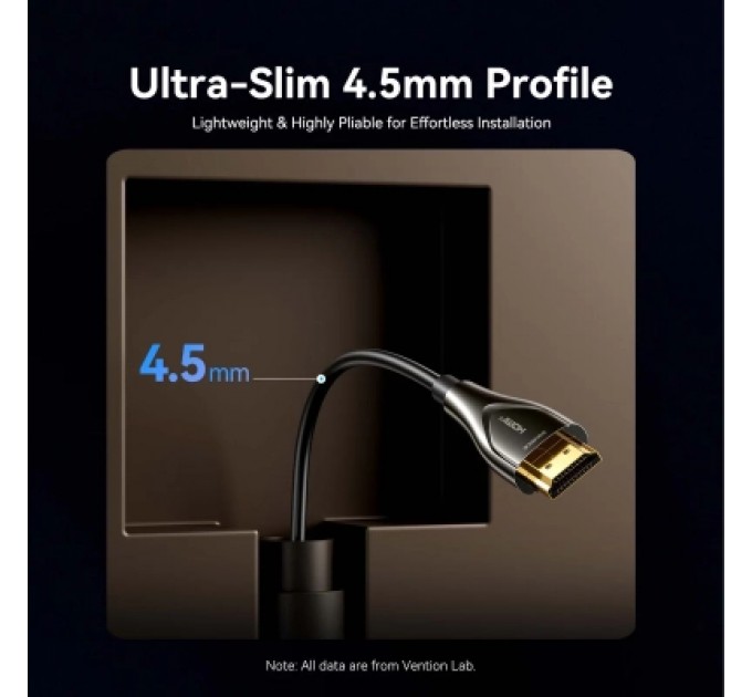 Кабель мультимедійний 4K Fiber Optic HDMI Male to Male Cable 60M Black Zinc Alloy Type VENTION (ALSBAE)