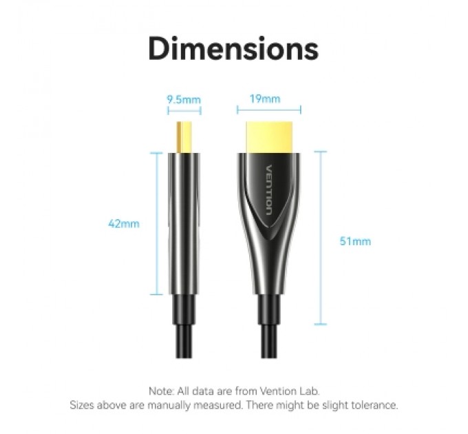 Кабель мультимедійний 4K Fiber Optic HDMI Male to Male Cable 25M Black Zinc Alloy Type VENTION (ALSBS)