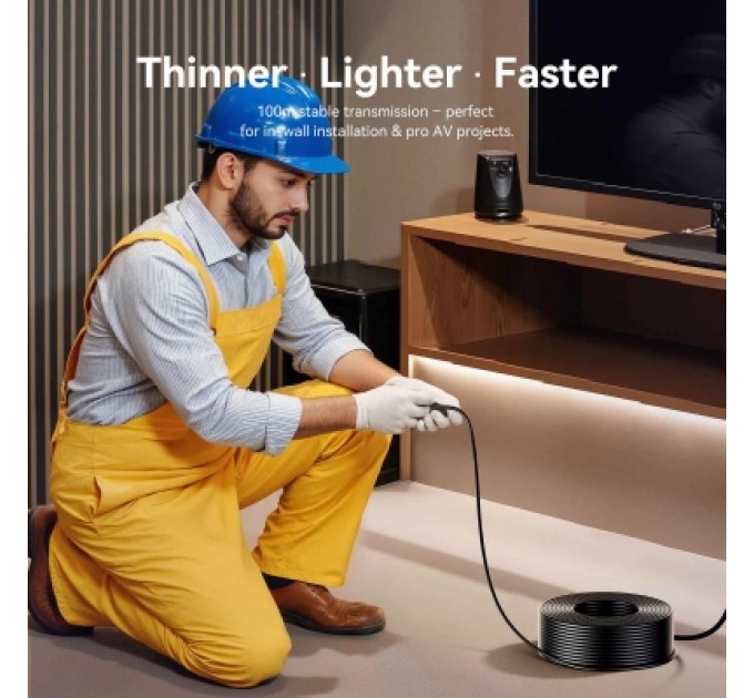 Кабель мультимедійний 4K Fiber Optic HDMI Male to Male Cable 50M Black Zinc Alloy Type VENTION (ALSBX)