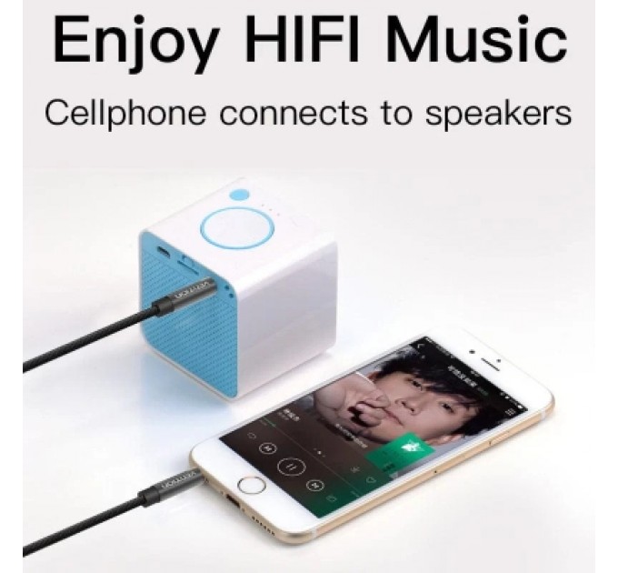 Кабель мультимедійний Fabric Braided 3.5mm Male to Male Audio Cable 1M Black Metal Type VENTION (BAGBF)