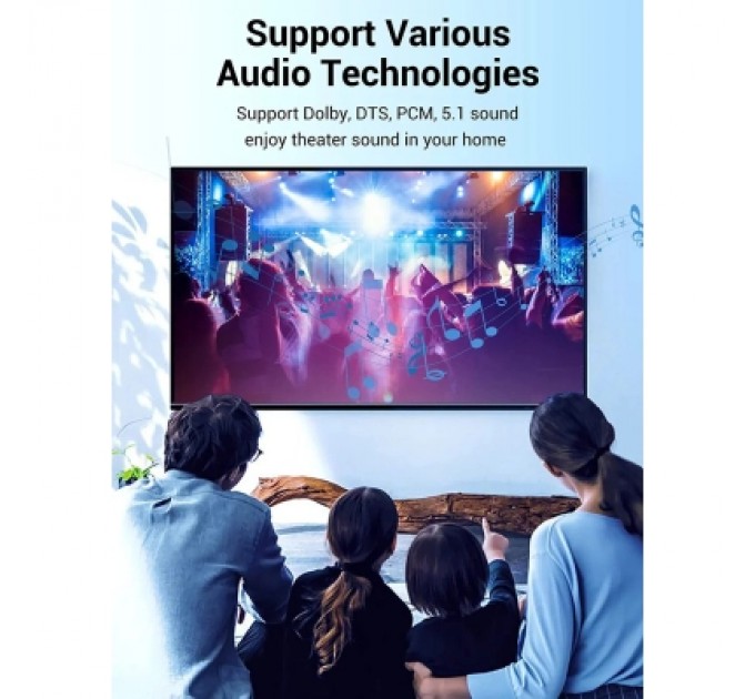 Кабель мультимедійний Optical Fiber Audio Cable Aluminum Alloy Type 1M Gray VENTION (BAVHF)