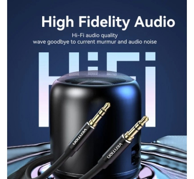 Кабель мультимедійний 3.5mm Male to Male Audio Cable 1.5M Black Aluminum Alloy Type VENTION (BAXBG)