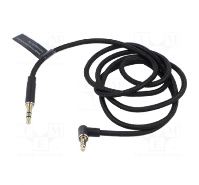 Кабель мультимедійний Cotton Braided 3.5mm Male to Male Right Angle Audio Cable 1M Black Aluminum Alloy Type VENTION (BAZBF)