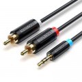 Кабель мультимедійний 3.5MM Male to 2-Male RCA Adapter Cable 2M Black VENTION (BCLBH)