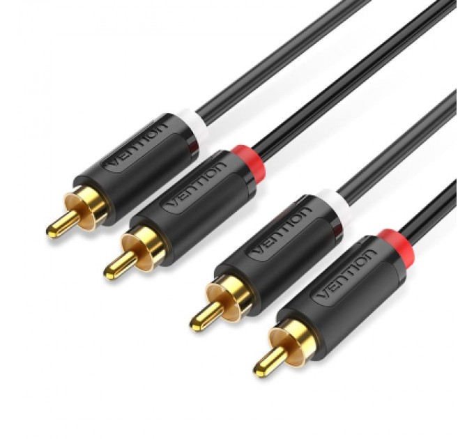 Кабель мультимедійний 2-Male to 2-Male RCA Cable 1.5M Black VENTION (BCMBG)