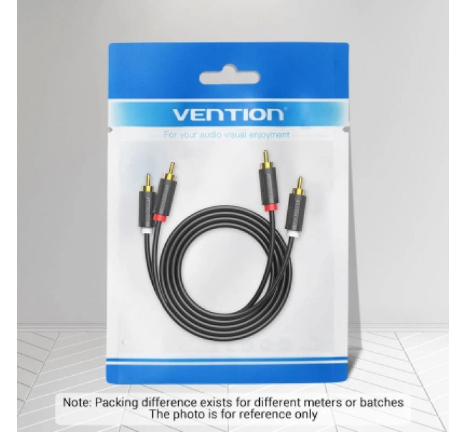 Кабель мультимедійний 2-Male to 2-Male RCA Cable 1.5M Black VENTION (BCMBG)