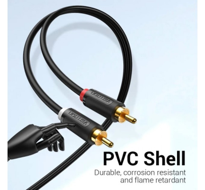 Кабель мультимедійний 2-Male to 2-Male RCA Cable 1.5M Black VENTION (BCMBG)