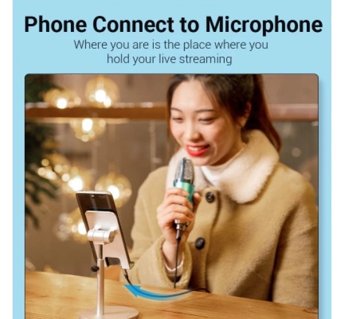 Кабель мультимедійний Micro USB Male to TRRS 3.5mm Male Audio Cable 1M Black VENTION (BDGBF)