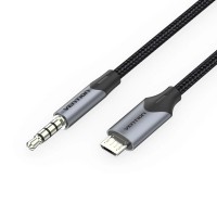 Кабель мультимедійний Micro USB Male to TRRS 3.5mm Male Audio Cable 1M Black VENTION (BDGBF)