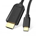 Кабель мультимедійний Type-C to HDMI Cable 1.5M Black VENTION (CGUBG)
