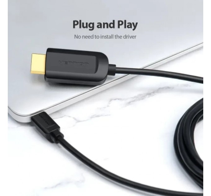 Кабель мультимедійний Type-C to HDMI Cable 1.5M Black VENTION (CGUBG)